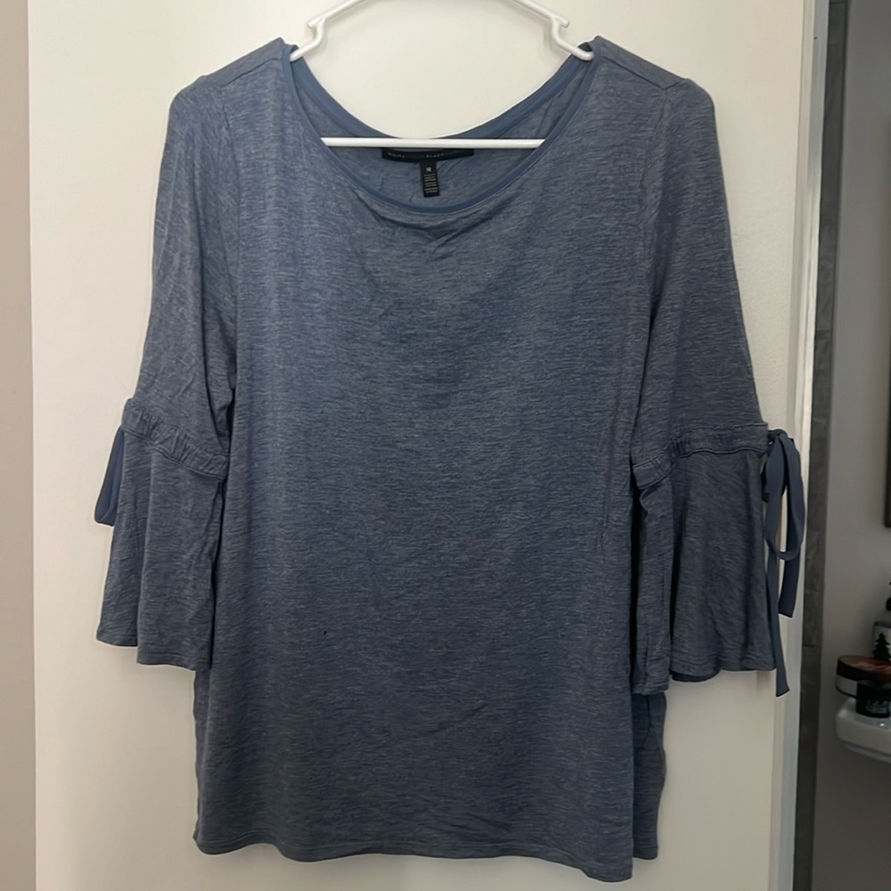 WHBM blue blouse with ties